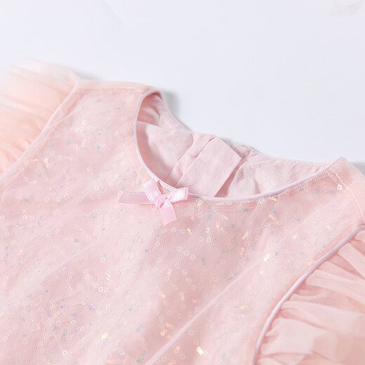 Disha Children's Clothing Girls Skirt 2026 Mid-summer Big Children Girls Children's Sequined Mesh Splicing Dress