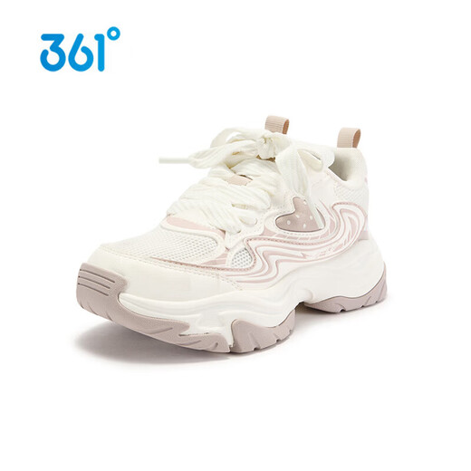 361 Shopping Mall Same Style Millennium Children's Shoes Girls' Sports Shoes 2026 Spring New Big Children's Non-Slip Comfortable Casual Shoes Feather White/Mushroom Pink Size 33