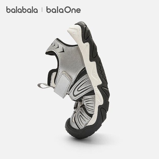 BalaOne children's shoes children's sandals boys' sports shoes 2026 Xia Xin outdoor toe-toe shoes smoke gray silver 20301 27 (foot length 16.3-16.7/inner length 17.6)