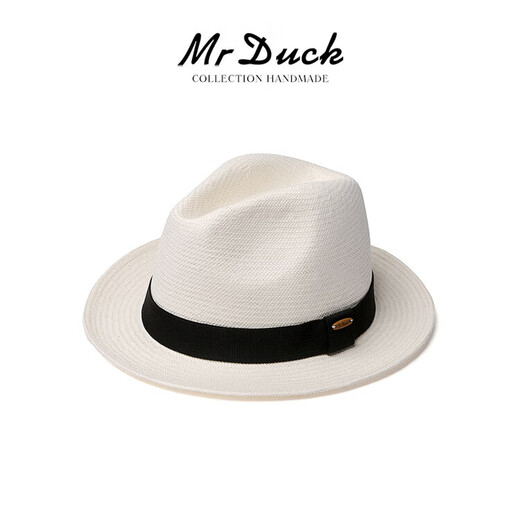 Handwoven Panama Straw Hat Men's Summer Gentleman's Sun Hat White Top Hat Women's Sun Protection Hat MS186108 - Off-White (Classic Small Side) S Size (52-55cm)