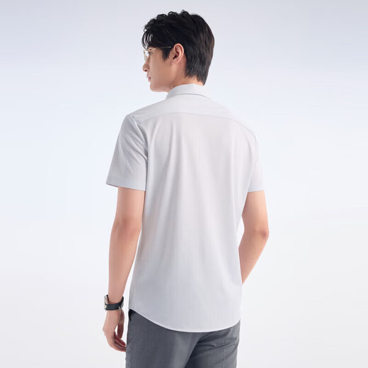 Jiumuwang shopping mall same style + mulberry silk men's short-sleeved shirt men's 2026 spring and summer new comfortable short-sleeved shirt men's slim version + gray green + JC2EV20617 45 (185/112B)