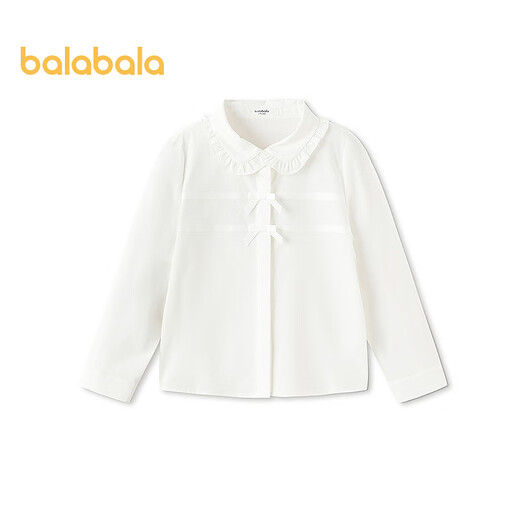Balabala shopping mall same style children's clothing children's long-sleeved shirt girls 2026 new spring clothing cool antibacterial white 10101 110
