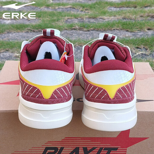 Hongxing Erke (ERKE) children's shoes, sneakers for boys and middle-aged children, non-slip, wear-resistant, lightweight and breathable sports shoes, spring new white shoes, casual travel shoes, microcrystalline white/Bordeaux red 33