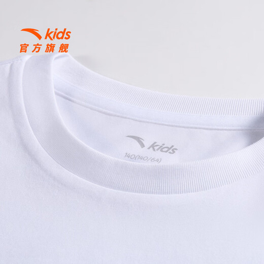 ANTA Children's T-shirt for girls and boys 2026 new summer cotton simple and comfortable printed versatile short T362626107 pure white-1 165
