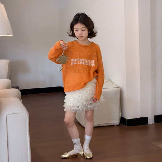 SEVEN BOBI No. 7 Children's Warehouse Girl Ballet Style Mesh Cake Skirt Spring and Summer New Layered Three-dimensional Puffy Skirt Trendy Off-White Ready in Stock 120 cm