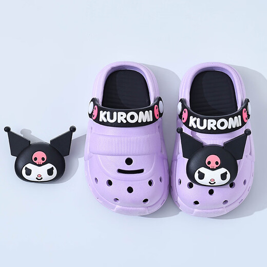 Hafeizhu Sanrio Kurumi children's hole-in-the-wall slippers, summer cute non-slip outer wear for boys and girls, children's toe-cap sandals, melon red Melody size 24/25 (shoe inner length 15CM)
