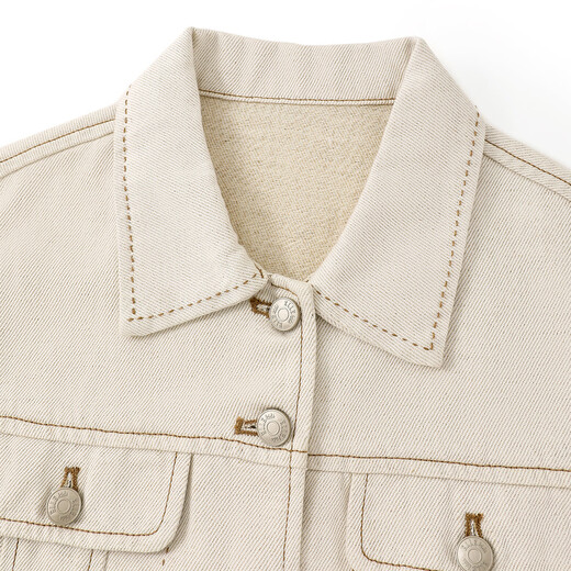 ELLE KIDS linen Lyocell casual all-match denim jacket for girls spring new French retro fashionable lapel top