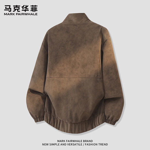 Mark Huafei retro leather jacket men's handsome jacket spring and autumn loose casual jacket high-end PU large size coffee color L