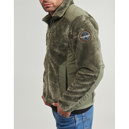 NAPAPIJRI Men's Jacket Outdoor Casual Fleece Stand Collar Young and Middle-aged Jacket Army Green 2026 New Sweatshirt Top Men's Green S (EU)