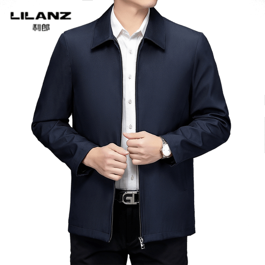 LILANZ lapel jacket men's spring and autumn thin daddy tops middle-aged and elderly casual loose large size cadre leadership jacket l2203 navy thin section L (175)