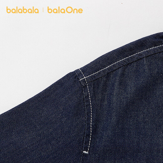Bala Bala One boys short-sleeved shirt children's middle and large children's denim 2026 new summer versatile denim dark blue 88301 160