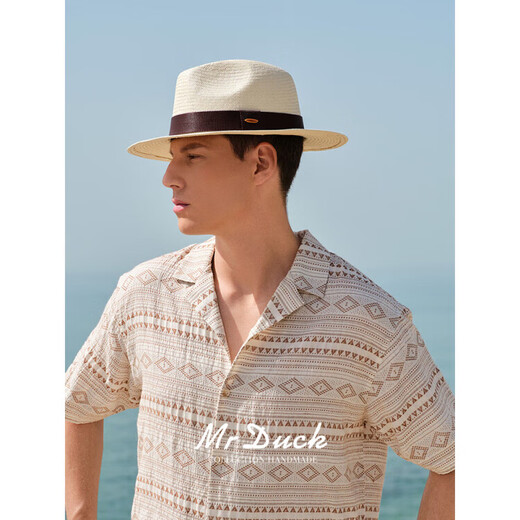 Handwoven Panama Straw Hat Men's Summer Gentleman's Sun Hat White Top Hat Women's Sun Protection Hat MS186108 - Off-White (Classic Small Side) S Size (52-55cm)