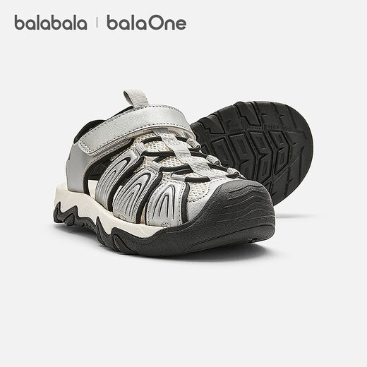 BalaOne children's shoes children's sandals boys' sports shoes 2026 Xia Xin outdoor toe-toe shoes smoke gray silver 20301 27 (foot length 16.3-16.7/inner length 17.6)