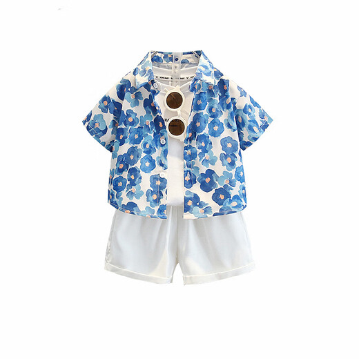 Ultraman Boys Summer Korean Style Graffiti Shirt Set 2025 New Children's Short Sleeve Baby Denim Shorts Two-piece Set Trendy Suit 100 cm