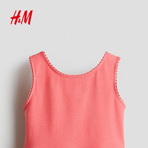 H&M2026 Spring New Children's Clothing Children's Girls Hollow Embroidered Cotton Dress 1339465 Raspberry Red 110 110/56 (2-4Y)
