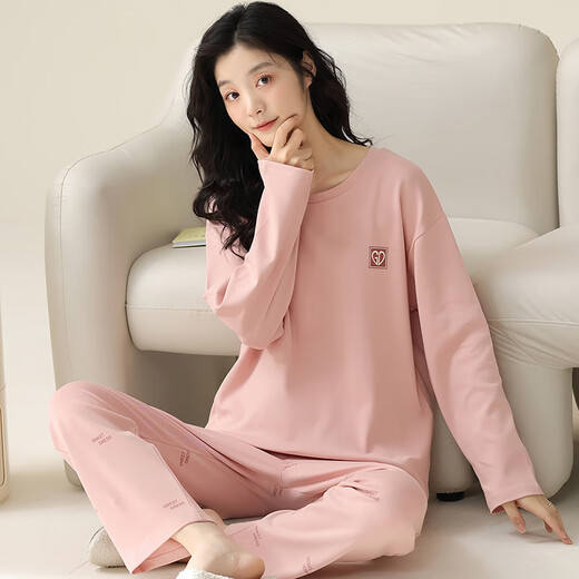 莫代尔睡衣女春秋季长袖长裤可外穿100%纯棉透气舒适可外穿女士家居服 332FC679 M