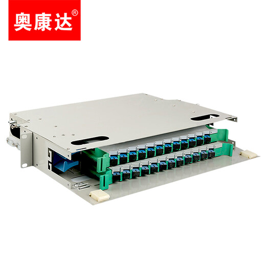 Okonda Telecom-Grade SC FC LC ODF Glasfaserverteilungsrahmen Einmodelle Ein-Mode-Dicke-Auszug-Rack-Racktyp Faserschmelzscheibenanterminal Box Schweißscheibenfaser-Optikflansch 12153A SC24 CORE 24 PORT ODF FIBER OPTIC-Verteilungsrahmen