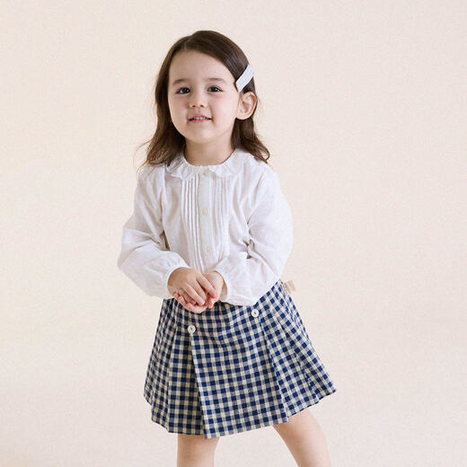 Yoona's baby spring French lace stitching doll shirt Yoona's mom girls 2026 new lace shirt children's top white lace collar ready stock 110