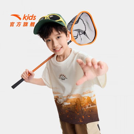 Anta children's T-shirt men's big children's wear Lion King 26 new summer cotton comfortable trendy printed short T352628145 Yuting color-1 140