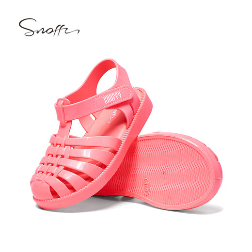 Snaffy Girls' Jelly Shoes Summer Children's Beach Shoes Breathable and Comfortable Little Girls' Versatile Sandals Coral Pink 29