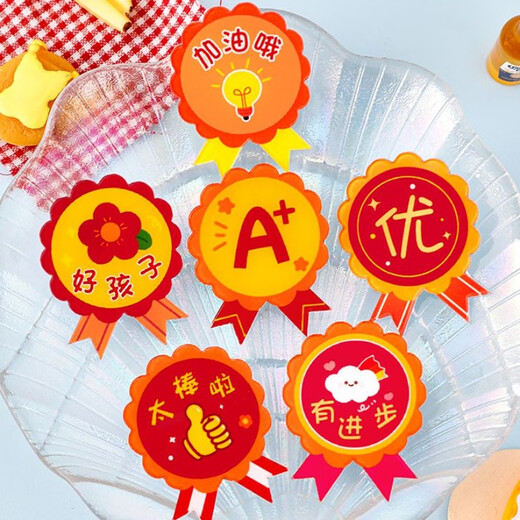 Elementary school student reward badges, children's encouragement medals, kindergarten praise brooches, schoolbags, small medals, 6 small gifts, 6 badges, 5 each