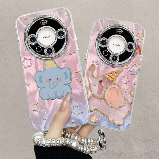京悠雨自带镜头膜适用华为mate60pro手机壳mate60的新款mate40epro套P40pro+全包pura70加p60支架mete50e NM13548萌萌小飞象+隐形支架自 vivo X10