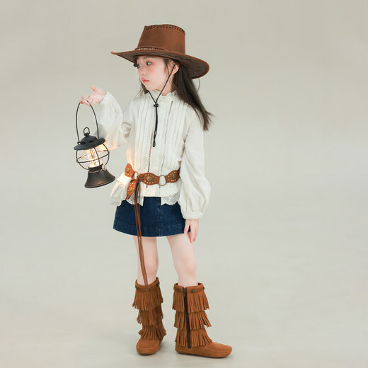 UTOUTO Big Ear Elephant Girls' Spliced Denim Skirt 2026 Spring New Baoer Pure Cotton Casual A-Line Short Skirt Dark Blue Pre-sale second batch around mid-early April 120