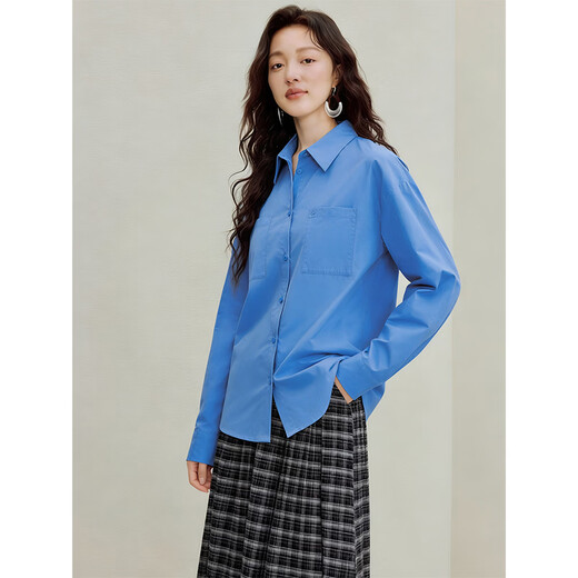 Inman anti-wrinkle shirt Inman 26 spring French fashion commuter dopamine professional long-sleeved Klein blue M