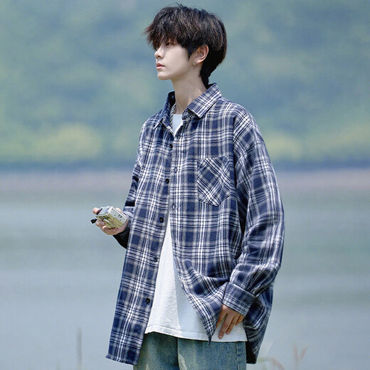 Woodpecker (TUCANO) American plaid long-sleeved shirt men's spring and autumn clothing men's large size jacket yellow plaid 5XL recommended weight 220-240Jin Jin equals 0.5 kg