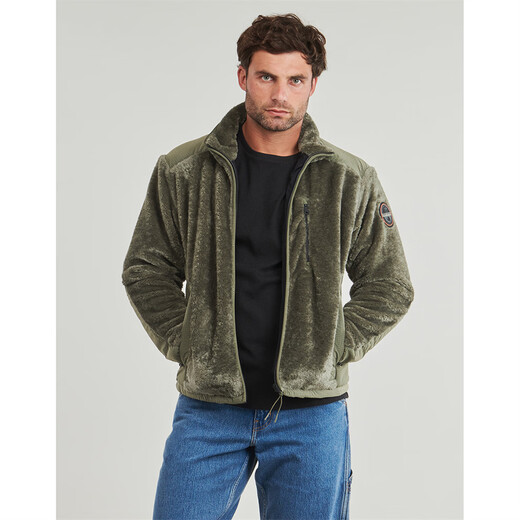 NAPAPIJRI Men's Jacket Outdoor Casual Fleece Stand Collar Young and Middle-aged Jacket Army Green 2026 New Sweatshirt Top Men's Green S (EU)
