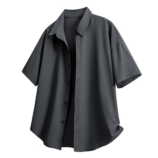 Woodpecker (TUCANO) drapey ice silk black short-sleeved shirt men's summer solid color loose half-sleeved shirt jacket 1XM13/CY008 black long sleeve 4XL recommended 180-190Jin Jin equals about 0.5 kg