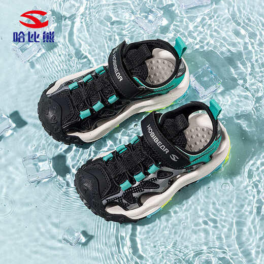 HOBIBEAR children's shoes summer children's sandals lightweight boys' beach shoes casual girls' shoes 621193 black and green 32