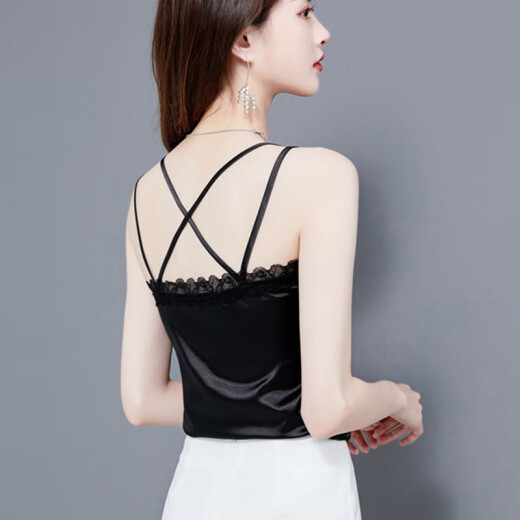 雅鹿正品保障蕾丝吊带背心女士夏设计感冰丝小众外穿内搭西装西服法式 Z757香槟色 S