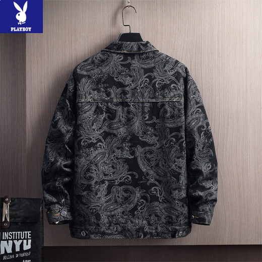 Playboy (PLAYBOY) Spring and Autumn Jackets Men's Trendy Korean Short Jackets Men's 2026 New Casual Loose Tops Popular NJK0043 Black M Recommended Weight 95-115Jin Jin is equal to 0.5 kg