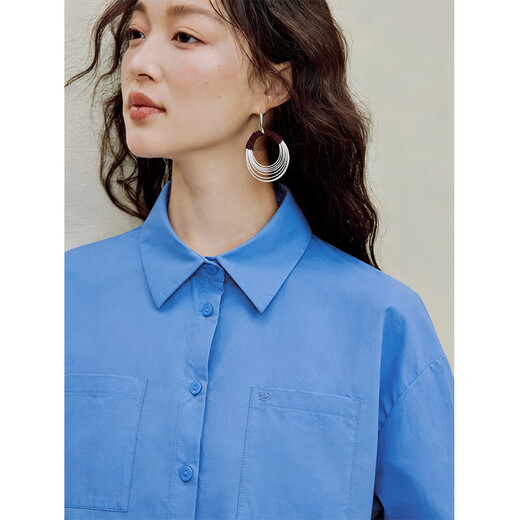 Inman anti-wrinkle shirt Inman 26 spring French fashion commuter dopamine professional long-sleeved Klein blue M