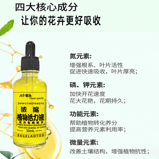 Eight Old Man Plant Vitality Solution Concentrated Nutrient Solution Growth-Promoting Phalaenopsis Hydroponics Moisturizing Green Plants and Flowers Universal Sustained Release Concentrated Plant Vitality Solution 50ml*1 Bottle Gray