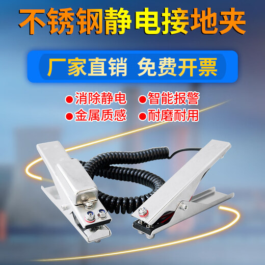 Clip Stainless Steel Sound and Light Alarm Clip Accessories Oil Tank Truck Chemical Plant Electrostatic Clamp Double Clamp Double Line 304 Single Clamp_+10 Meters Straight Line