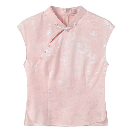 OBSTINATE OBSTINATE 2026 summer new style new Chinese jacquard side-breasted sleeveless short shirt for women pink S