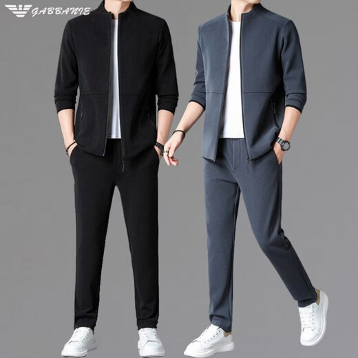 Armani (ARMANI) men's casual sports suit autumn and winter new thickened warm stand-up collar cardigan sweatshirt two-piece set GA/2320 black (hooded single-piece top) M 170/88A