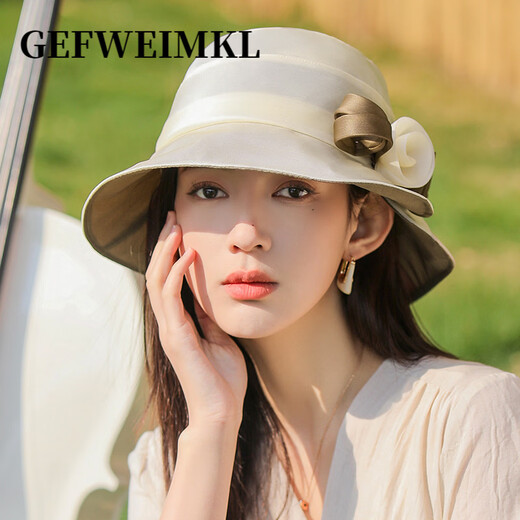 GEFWEIMKL high-end silk sun hat women's summer breathable sun hat women's sun protection versatile mulberry silk fisherman hat women's purple M (56-58cm)