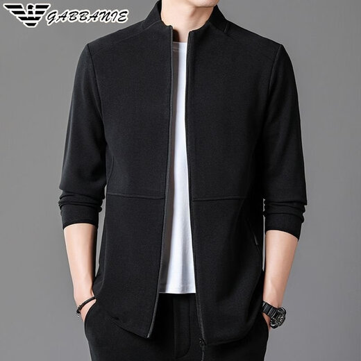 Armani (ARMANI) men's casual sports suit autumn and winter new thickened warm stand-up collar cardigan sweatshirt two-piece set GA/2320 black (hooded single-piece top) M 170/88A