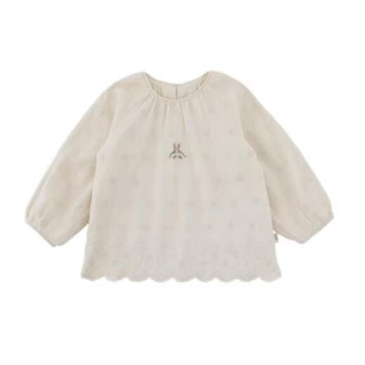 Youyou girls 2026 spring new long-sleeved round neck bunny shirt pure cotton breathable children's loose and durable top beige 90 cm