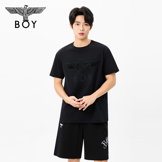BOY LONDON round neck low-key black flocking short-sleeved men's and women's 2026 spring and summer new cool T-shirt N01080 black S