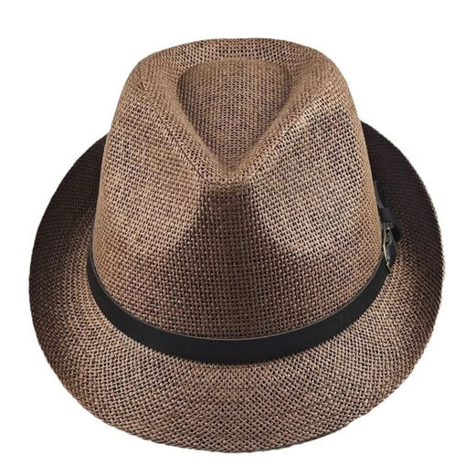 Top hat for middle-aged and elderly men, high-end stiff and stylish straw top hat, British style jazz hat, large head circumference, men's hat, summer, khaki, large size 59-60cm