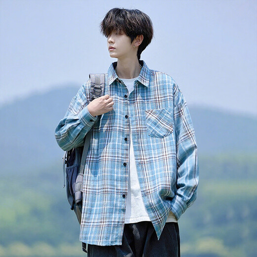 Woodpecker (TUCANO) American plaid long-sleeved shirt men's spring and autumn clothing men's large size jacket yellow plaid 5XL recommended weight 220-240Jin Jin equals 0.5 kg