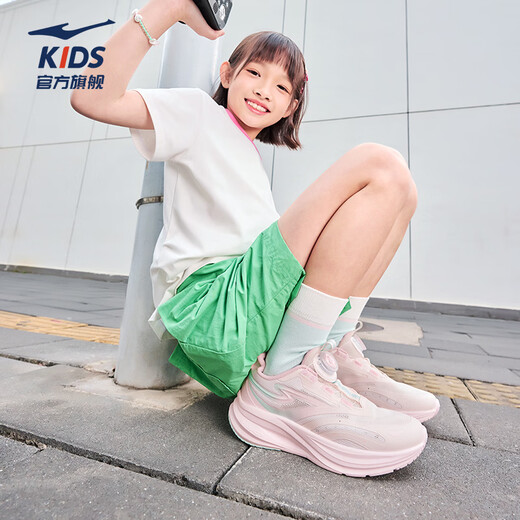 Hongxing Erke children's sports shoes for boys and girls 2026 new summer mesh breathable cloud-feel soft elastic casual running shoes | Lanyun microcrystalline white/sakura tender pink/cool green 33