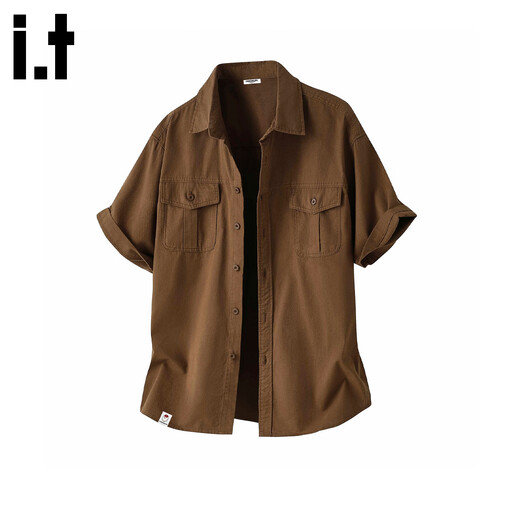 CHOCOOLATE it workwear short-sleeved shirt for men 2026 summer American multi-pocket pure cotton retro shirt white XL recommended 140-160Jin Jin equals 0.5 kg