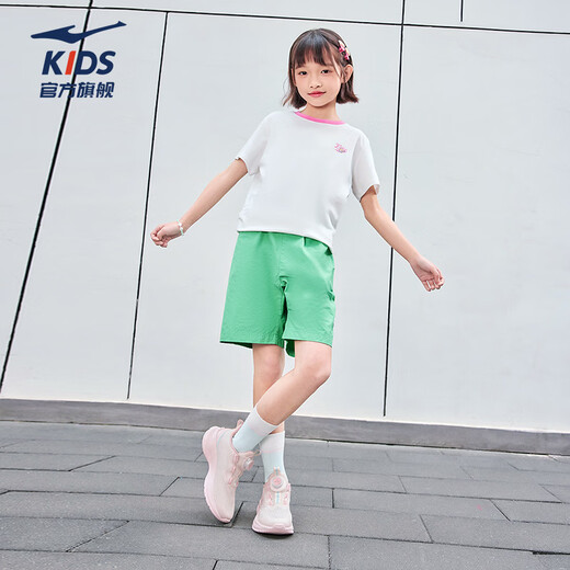 Hongxing Erke children's sports shoes for boys and girls 2026 new summer mesh breathable cloud-feel soft elastic casual running shoes | Lanyun microcrystalline white/sakura tender pink/cool green 33