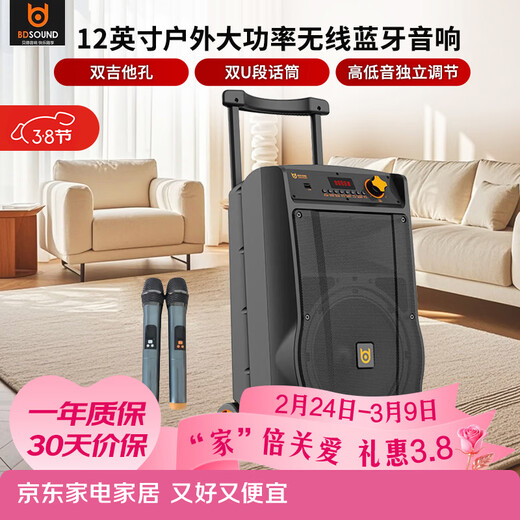 Bader Square Dance Speaker Outdoor High Power Volume Wireless Bluetooth Portable Mobile Trolley Speaker K Singing and Dancing Pangu 12-inch Dual Microphone