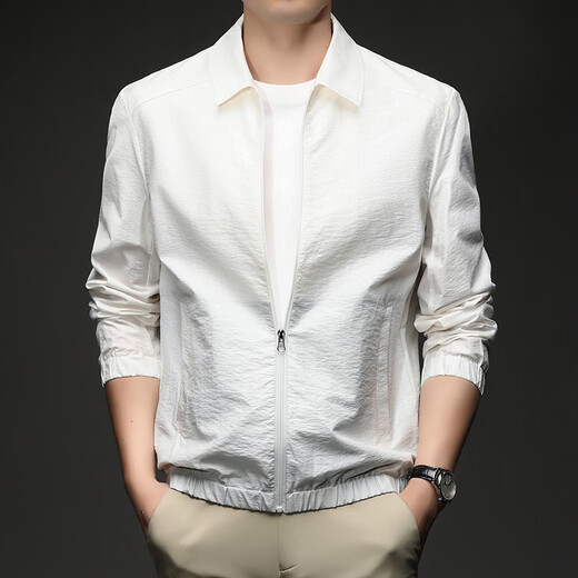 LILANZ Spring and Autumn Middle-aged Men's Jacket Thin Lapel Dad Clothes Versatile Casual Jacket Fashion Loose Thin Top Navy Blue M 48